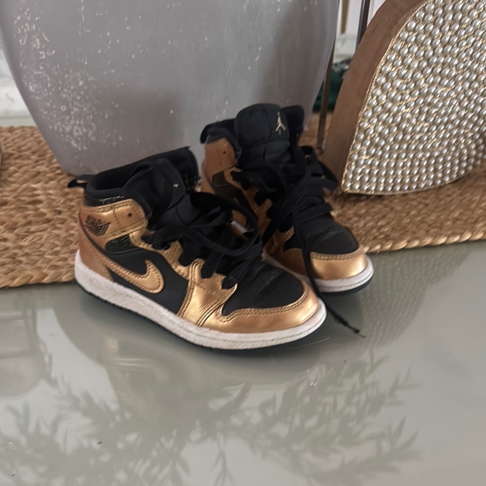 Nike Air Jordan Black and Gold Sneakers